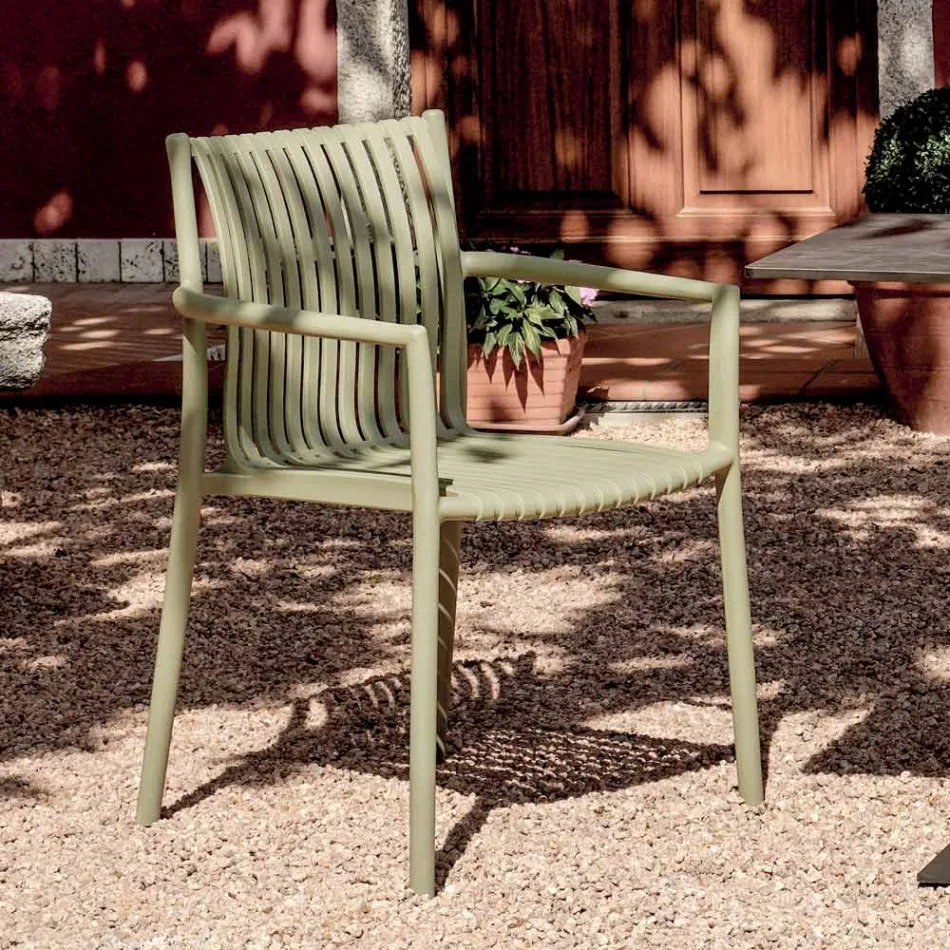 4 Sedie Impilabili da Giardino in Polipropilene Resistente ai Raggi UV - Ondara Viadurini