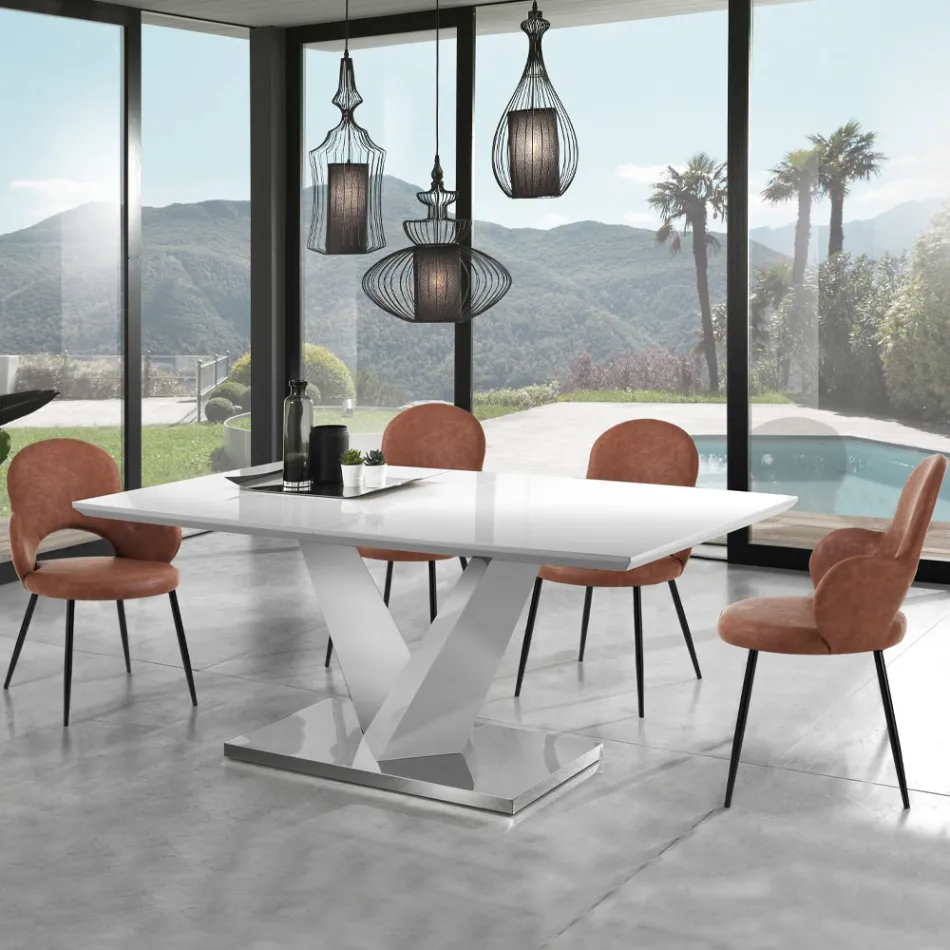 4 Sedie In Pelle Sintetica in Diverse Finiture - Amaranto Viadurini