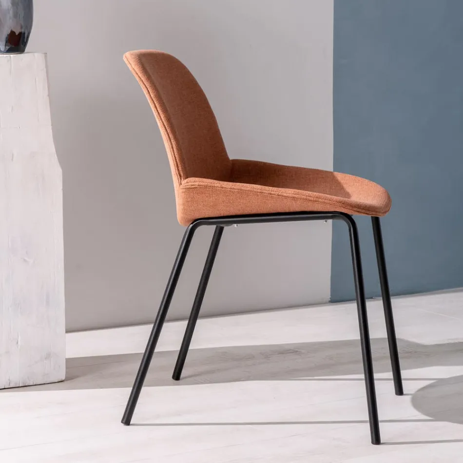 4 Sedie in Tessuto, Struttura in Polipropilene e Gambe in Metallo - Patchulli Viadurini