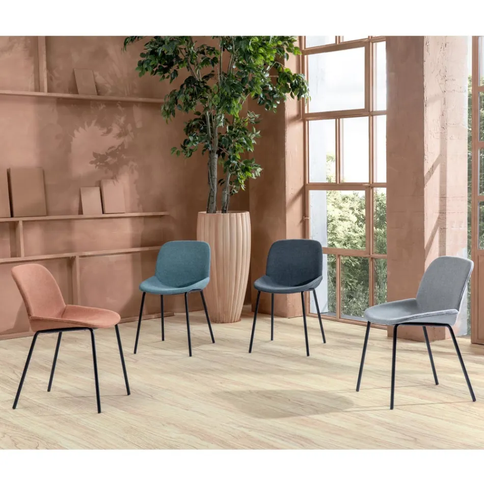 4 Sedie in Tessuto, Struttura in Polipropilene e Gambe in Metallo - Patchulli Viadurini