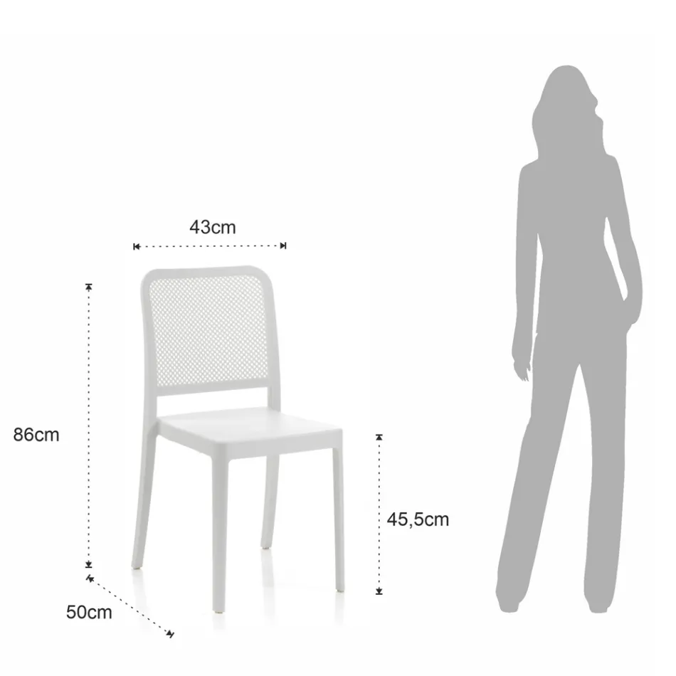 4 Sedie Indoor e Outdoor Impilabili in Polipropilene - Pavone Viadurini
