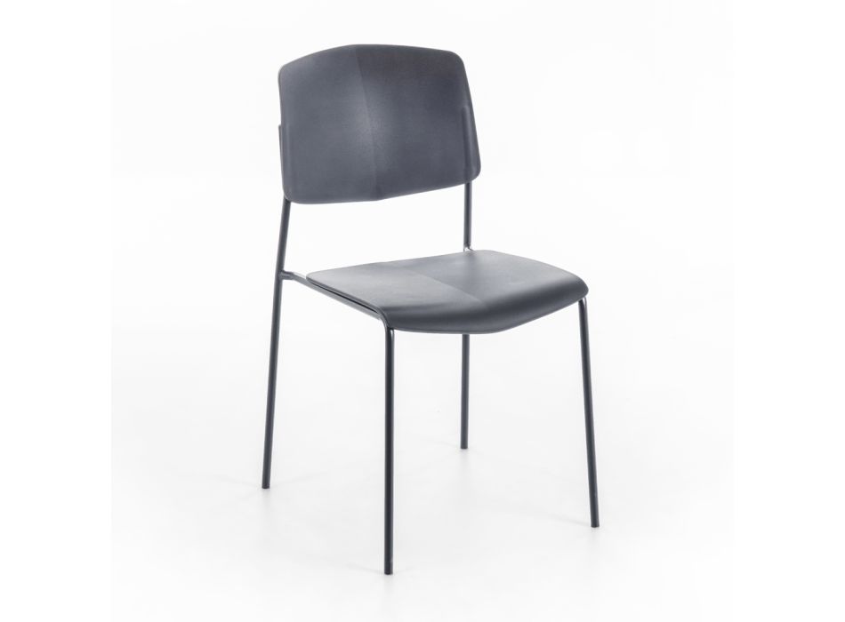 4 Sedie Realizzate con Seduta in Polipropilene di Diverse Finiture e Metallo - Daiquiri Viadurini