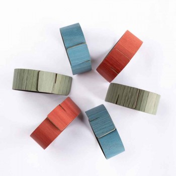 6 Anelli Portatovagliolo di Design in Colori Assortiti Made in Italy - Potty