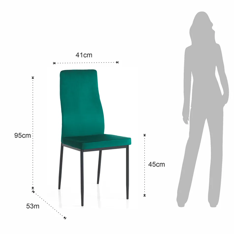 6 Sedie da Soggiorno in Tessuto di Microfibra Effetto Velluto Verde - Calabria Viadurini