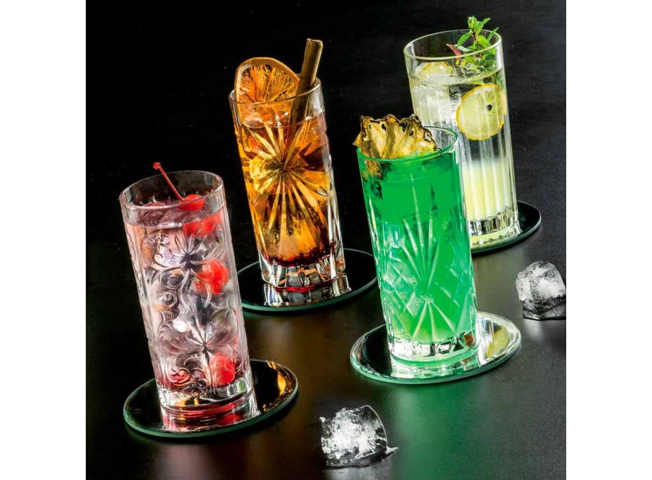 8 Bicchieri Highball Tumbler Alti per Cocktail in Eco Cristallo - Malgioglio
