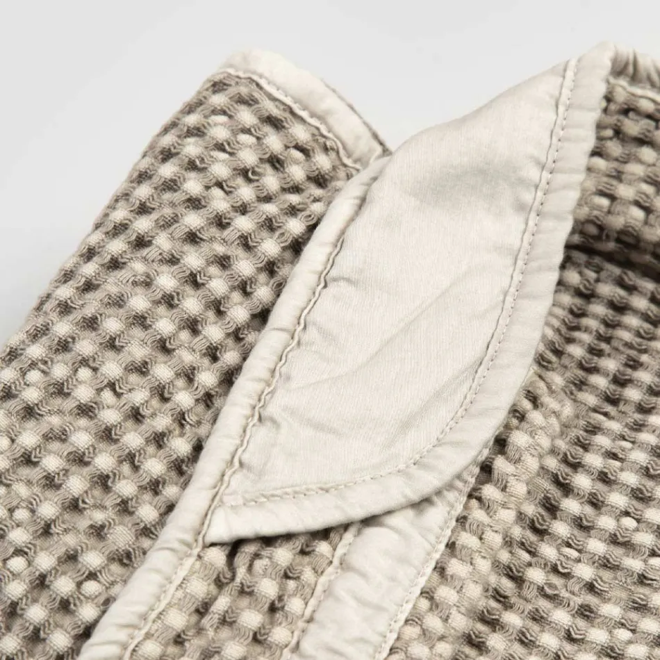 Accappatoio Kimono di Lusso di Lino e Cotone, 2 Finiture Made in Italy - Kleone Viadurini