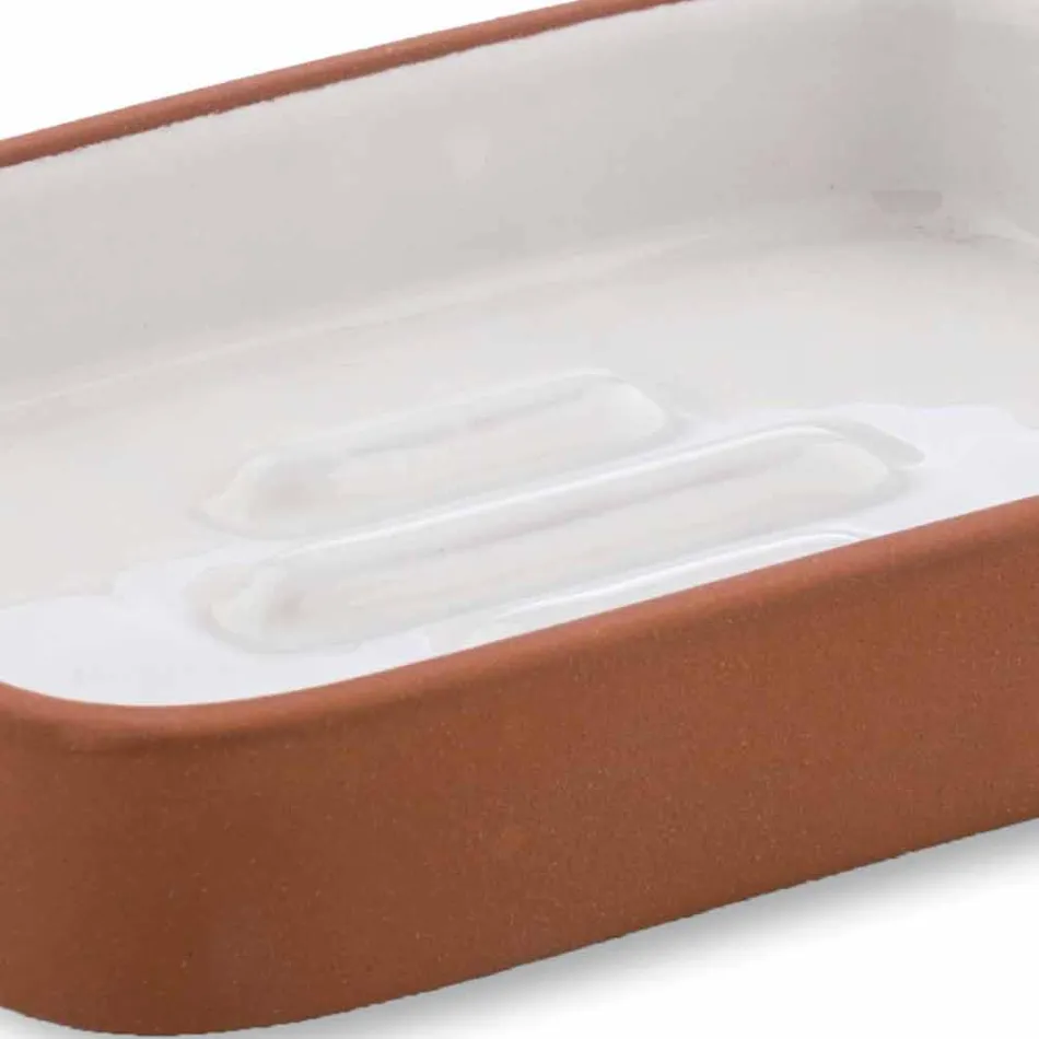 Accessori Bagno da Appoggio in Terracotta e Ceramica Bianca - Terracotta Viadurini