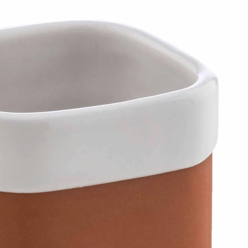 Accessori Bagno da Appoggio in Terracotta e Ceramica Bianca - Terracotta Viadurini