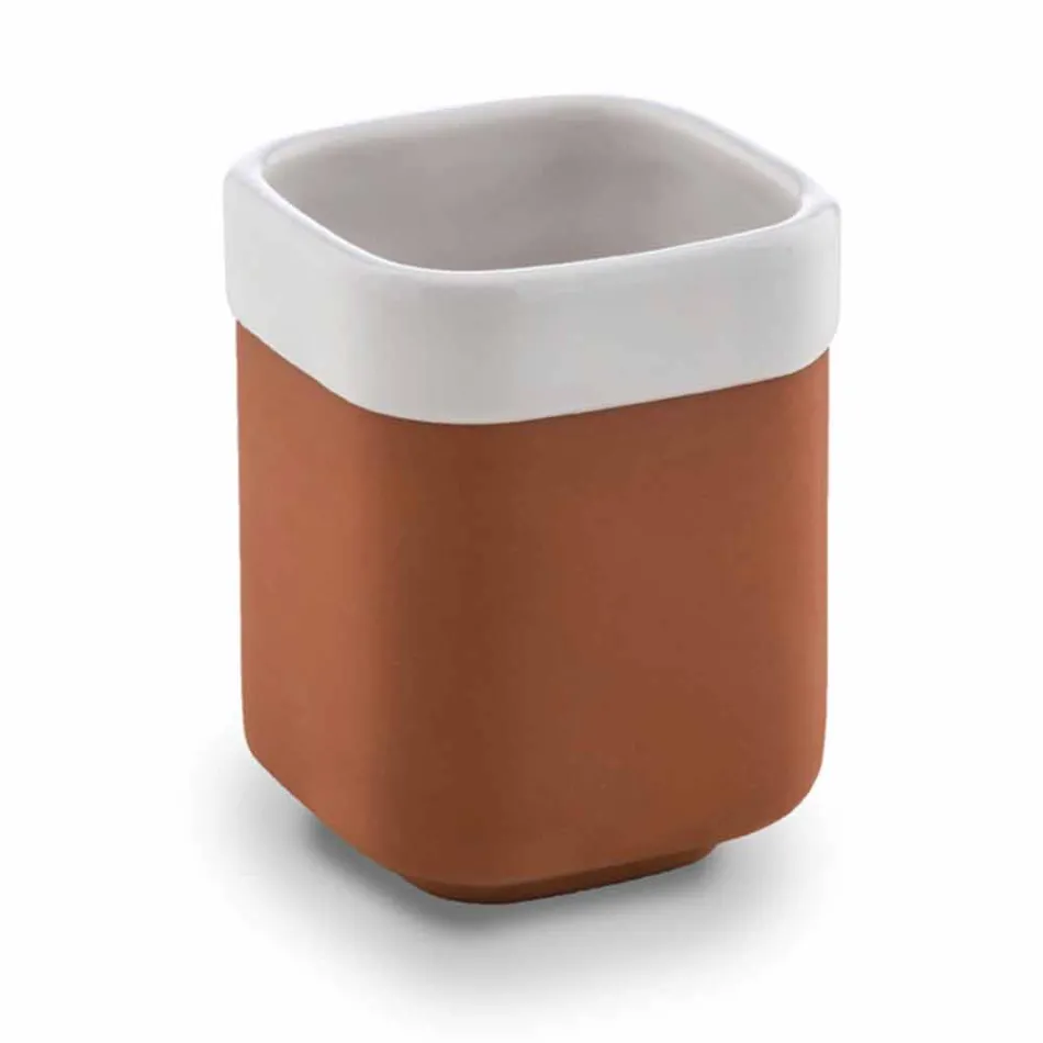 Accessori Bagno da Appoggio in Terracotta e Ceramica Bianca - Terracotta Viadurini