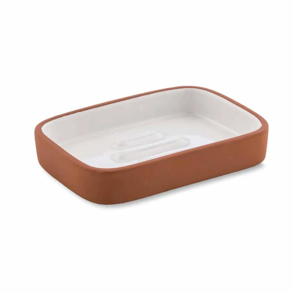 Accessori Bagno da Appoggio in Terracotta e Ceramica Bianca - Terracotta Viadurini