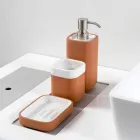 Accessori Bagno da Appoggio in Terracotta e Ceramica Bianca - Terracotta Viadurini