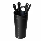 Accessori per camino con portaferri in cuoio Nilar, design moderno Viadurini