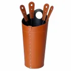 Accessori per camino con portaferri in cuoio Nilar, design moderno Viadurini