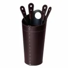 Accessori per camino con portaferri in cuoio Nilar, design moderno Viadurini