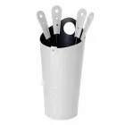 Accessori per camino con portaferri in cuoio Nilar, design moderno Viadurini