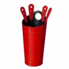 Accessori per camino con portaferri in cuoio Nilar, design moderno Viadurini