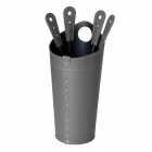 Accessori per camino con portaferri in cuoio Nilar, design moderno Viadurini