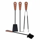 Accessori per camino con portaferri in cuoio Nilar, design moderno Viadurini