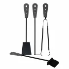 Accessori per camino con portaferri in cuoio Nilar, design moderno Viadurini