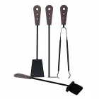 Accessori per camino con portaferri in cuoio Nilar, design moderno Viadurini