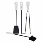 Accessori per camino con portaferri in cuoio Nilar, design moderno Viadurini