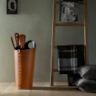 Accessori per camino con portaferri in cuoio Nilar, design moderno Viadurini