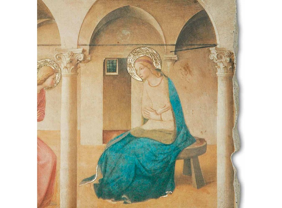 Affresco grande Beato Angelico “Annunciazione” fatto in Italia Viadurini