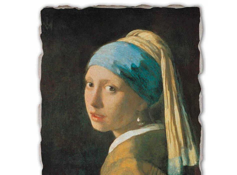 Affresco grande fatto a mano Vermeer “Fanciulla con Turbante” Viadurini