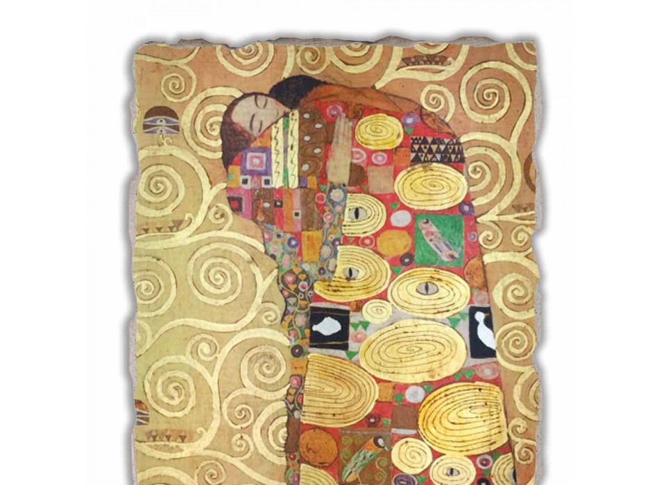 Affresco grande fatto in Italia Gustav Klimt “L'Abbraccio” Viadurini