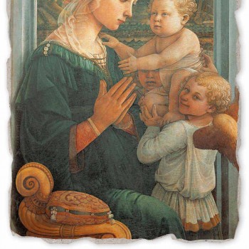 Affresco grande Filippo Lippi “Madonna col Bambino”, fatto a mano