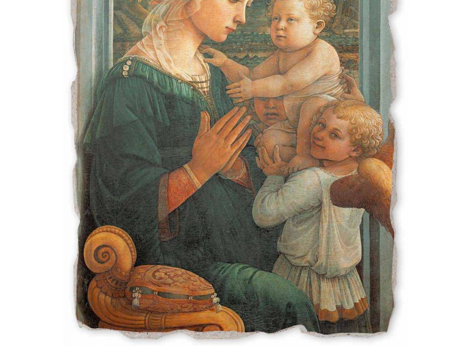 Affresco grande Filippo Lippi “Madonna col Bambino”, fatto a mano Viadurini