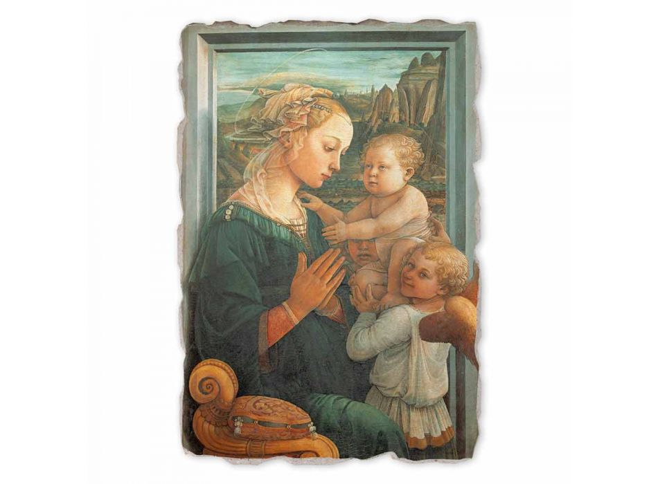 Affresco grande Filippo Lippi “Madonna col Bambino”, fatto a mano