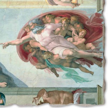 Affresco grande Michelangelo “Creazione di Adamo”, fatto a mano