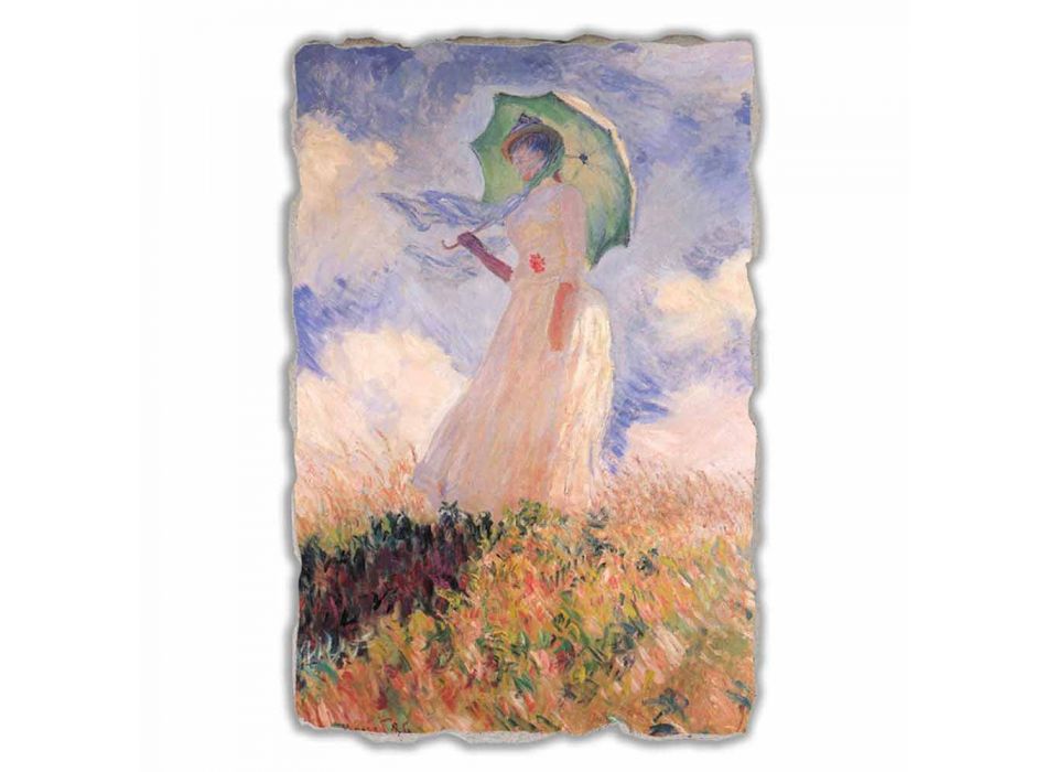 Affresco grande Monet “Donna con Parasole Girata verso Sinistra” Viadurini