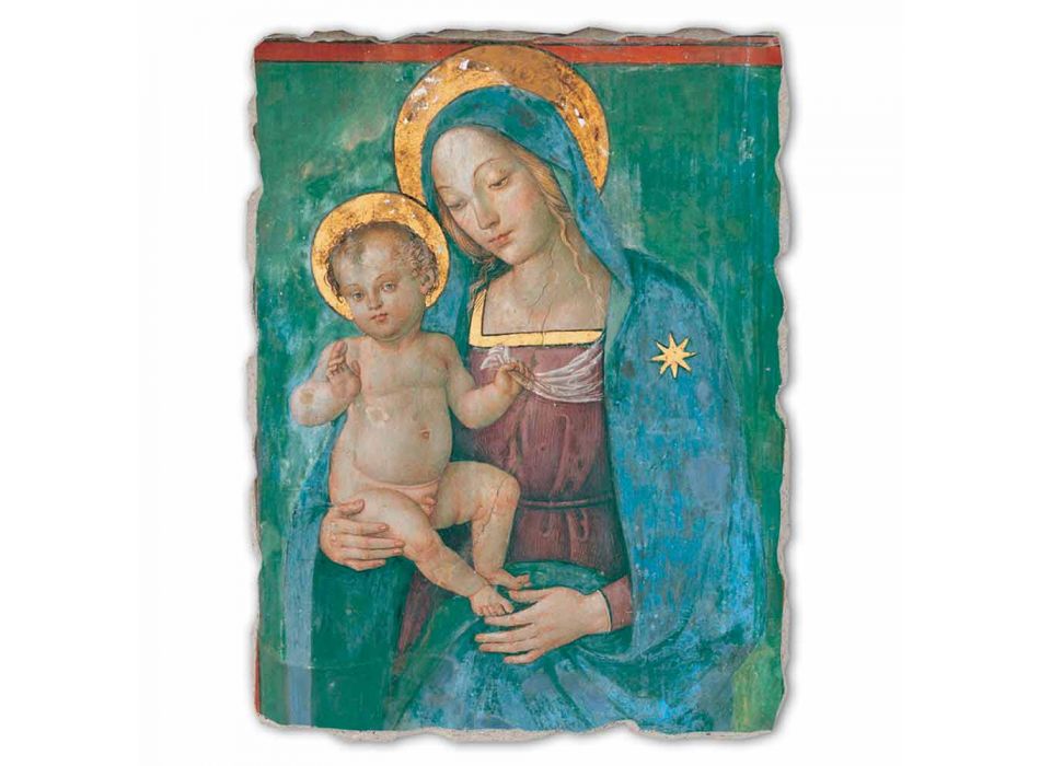 Affresco grande Pinturicchio “Madonna col Bambino” fatto a mano
