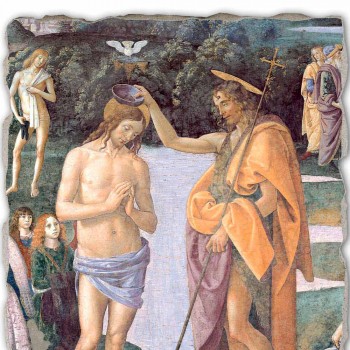 Affresco grande riproduzione Perugino “Battesimo di Cristo”
