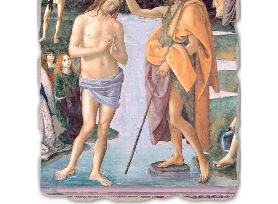 Affresco grande riproduzione Perugino “Battesimo di Cristo” Viadurini