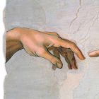 Affresco made in Italy Michelangelo “Creazione di Adamo” part. Viadurini