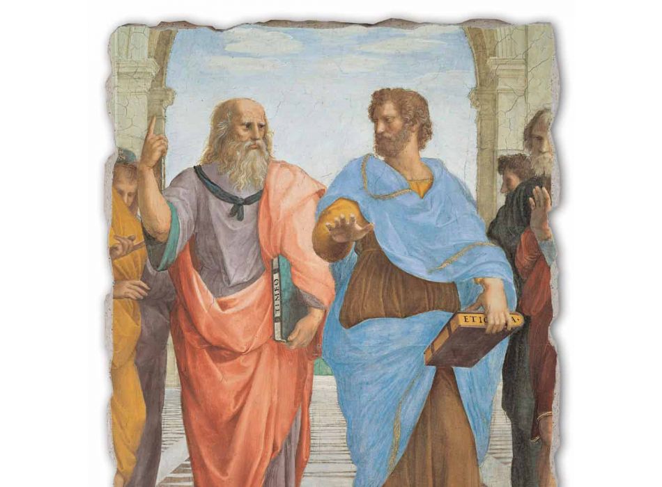 Affresco Raffaello Sanzio “Scuola di Atene” part. Platone e Artistotele Viadurini