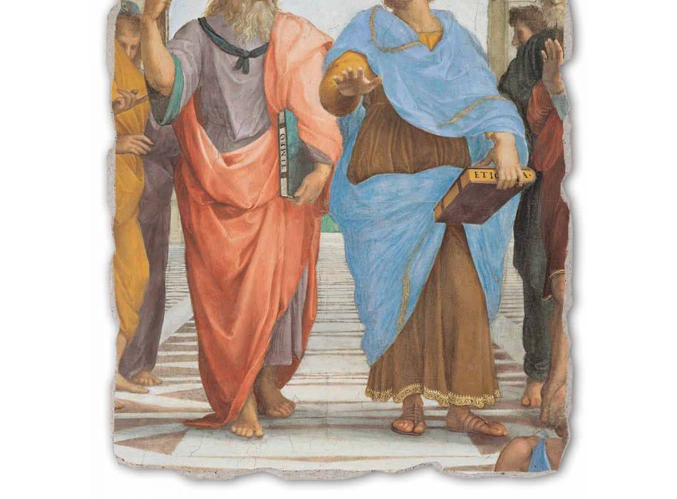 Affresco Raffaello Sanzio “Scuola di Atene” part. Platone e Artistotele Viadurini