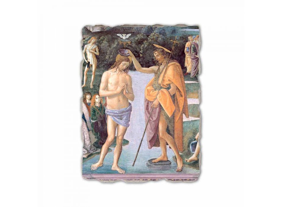 Affresco riproduzione Perugino “Battesimo di Cristo” Viadurini