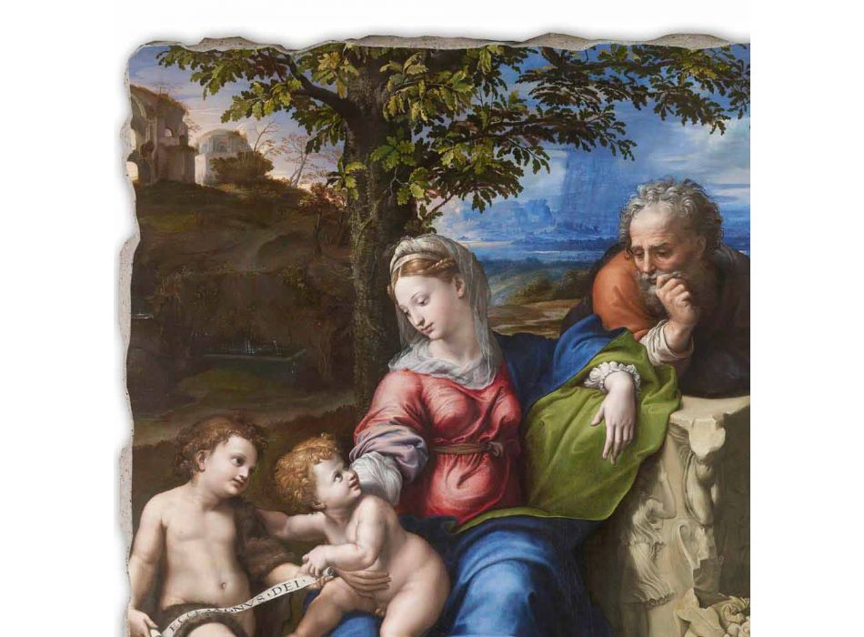 Affresco riproduzione R.Sanzio ”Sacra Famiglia sotto la Quercia” Viadurini