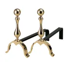 Alari per il Camino in Ottone Altezza 32 cm Made in Italy - Orso Viadurini