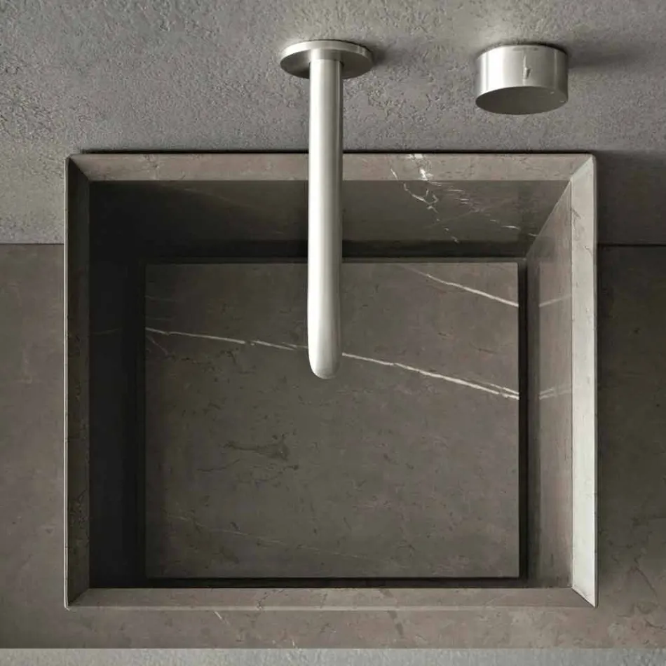 Alto Lavabo Quadrato in Pietra di Design Moderno da Appoggio - Farartlav1 Viadurini