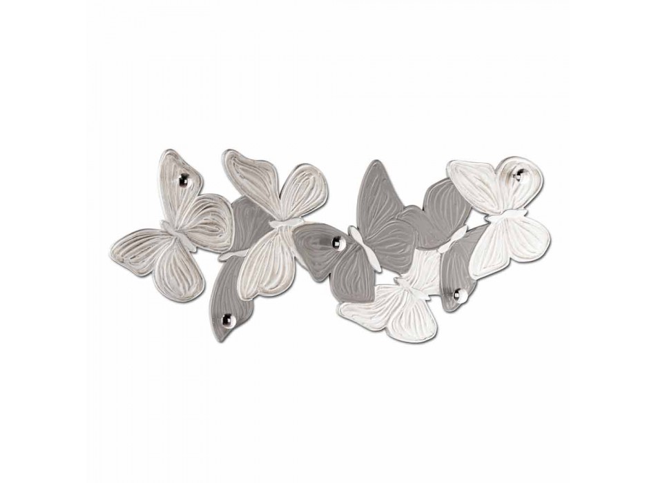 Appendiabiti da muro con farfalle di design 5pomelli made Italy Brice Viadurini