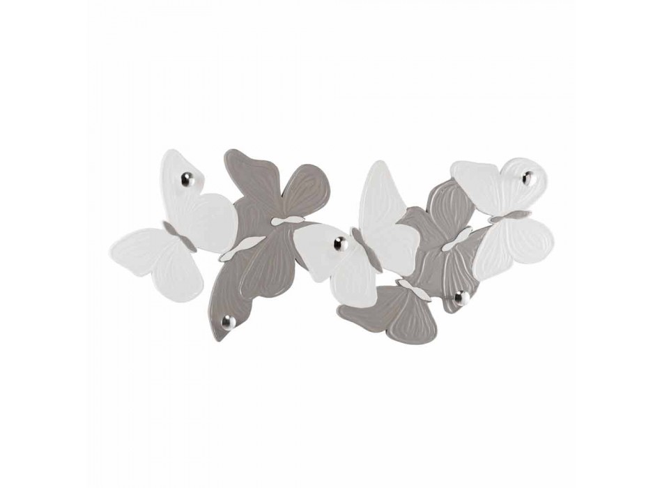 Appendiabiti da muro con farfalle di design 5pomelli made Italy Brice Viadurini