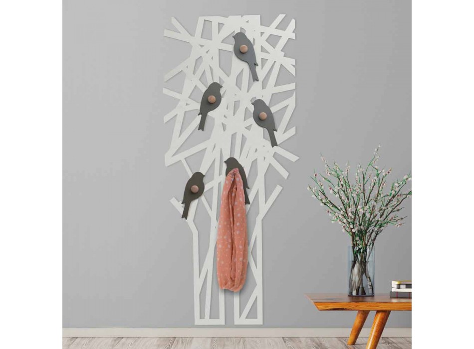 Appendiabiti da Muro in Legno Colorato dal Design Moderno - Alberuccell Viadurini
