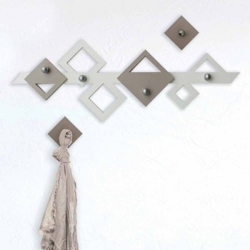 Appendiabiti da Parete in Legno Bianco e Beige Design Moderno Geometrico - Klimt