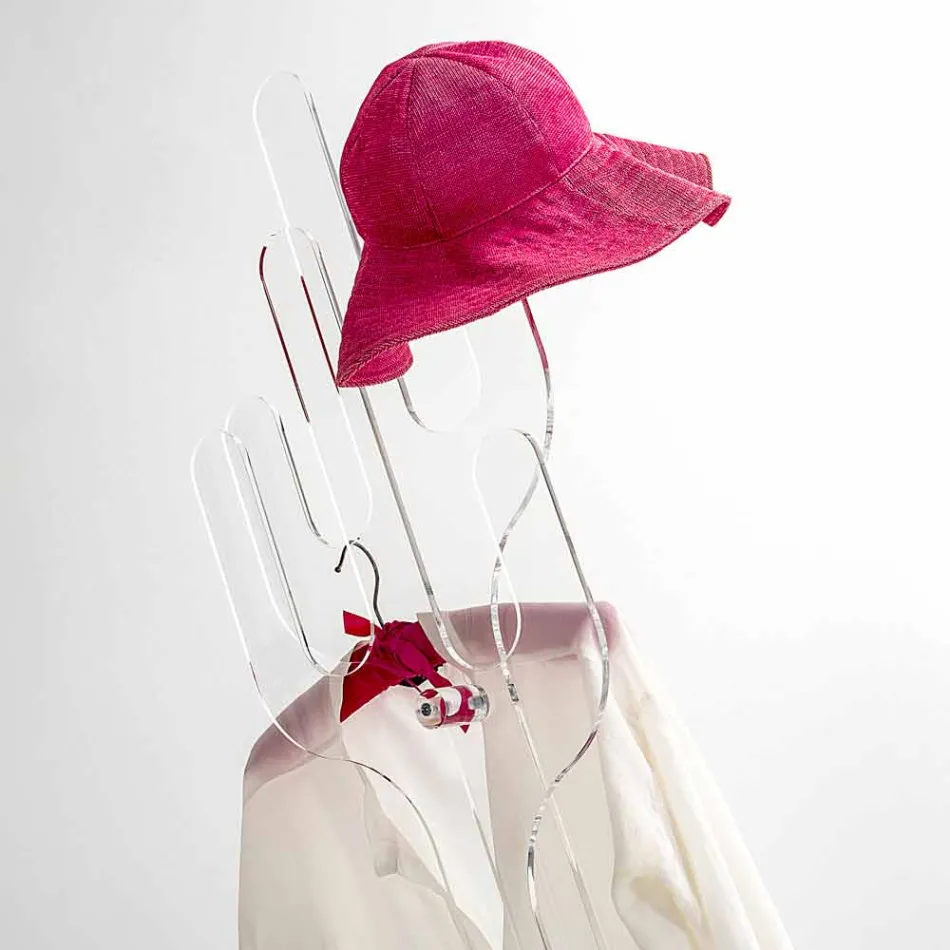 Appendiabiti da terra design moderno trasparente Cactus, made in Italy Viadurini