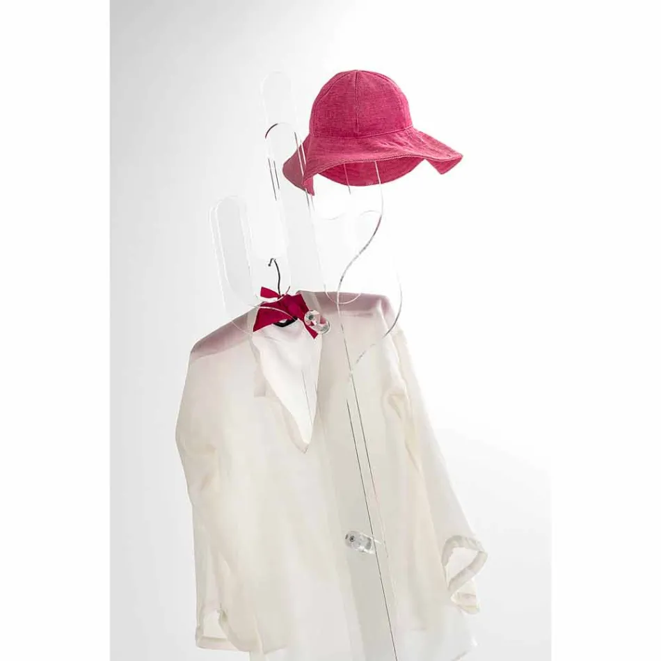 Appendiabiti da terra design moderno trasparente Cactus, made in Italy Viadurini